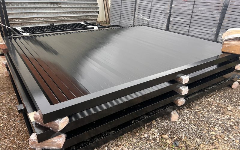 Powder-coated steel security gate panels
